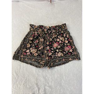 AMERICAN EAGLE OUTFITTERS Shorts Women’s Small Floral High Tie Waist Black Flowy